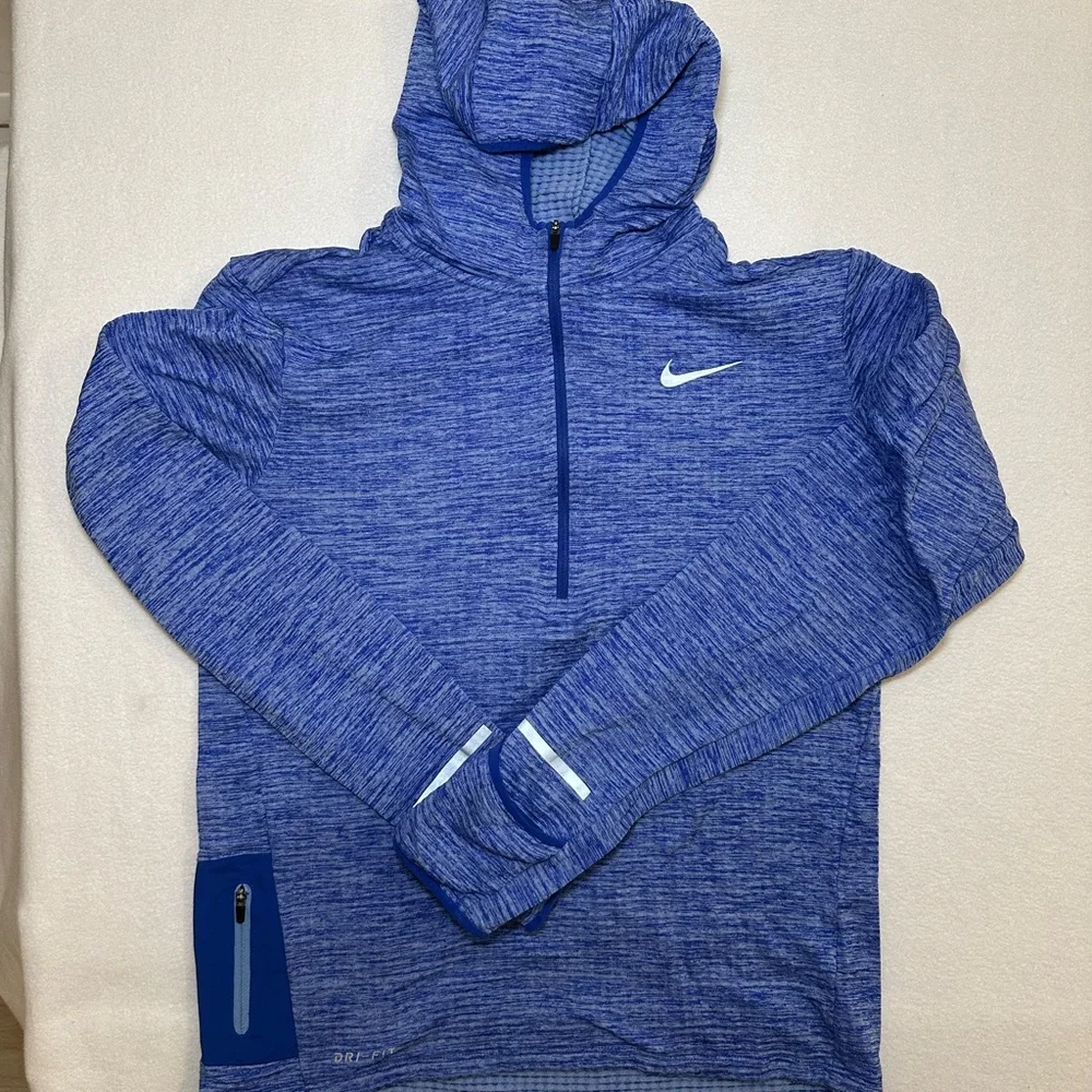 Nike Running Hoodie Quarter-Zip Dry Fit Hand‎ Covers Blue Women’s Size Small